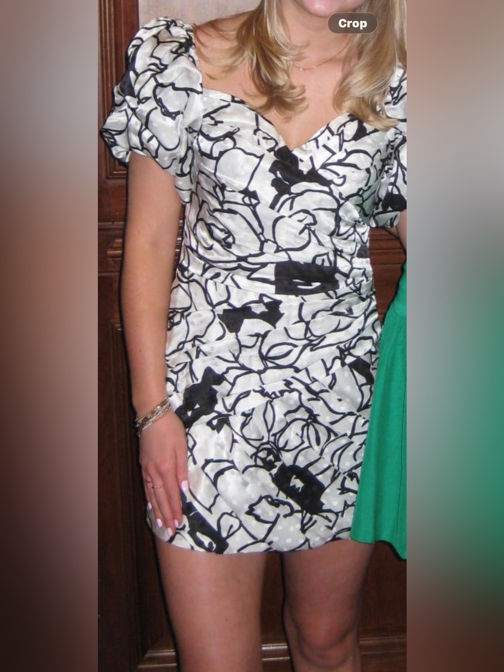 Ronny Kobo Collection Black and White Floral Print Dress